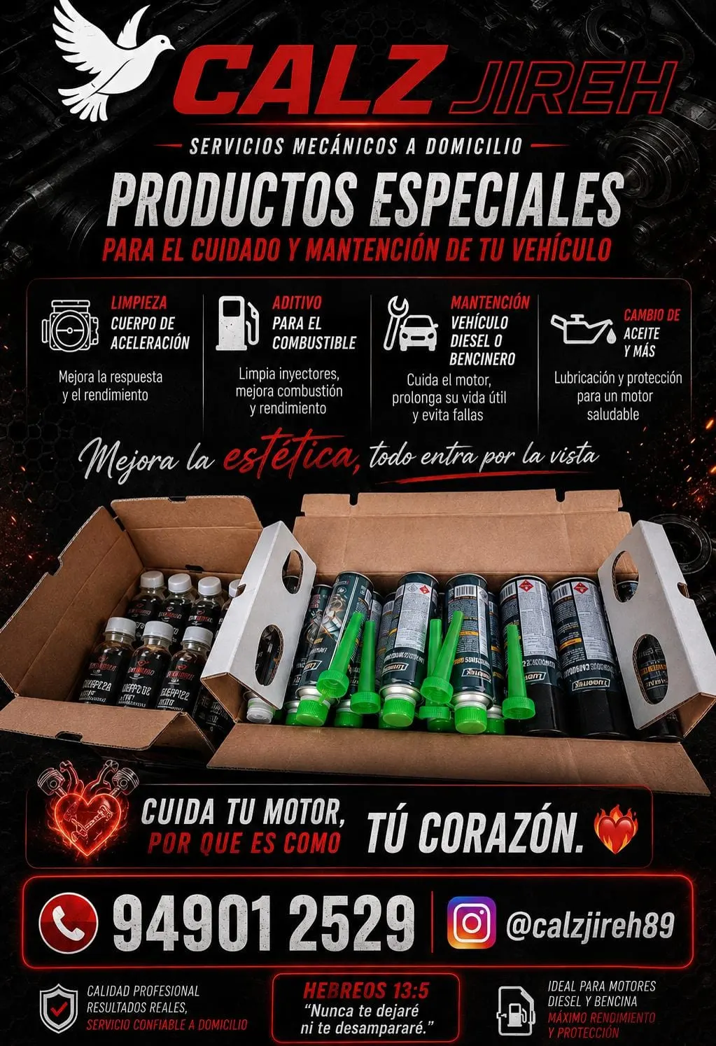 Productos especiales CALZ Jireh para el cuidado y mantenimiento del vehículo